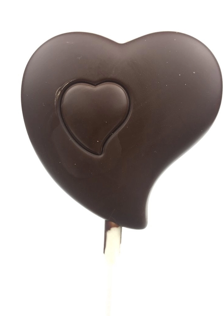 Čokoládové lízátko "Srdce", tmavá mléčná čokoláda 54% bio