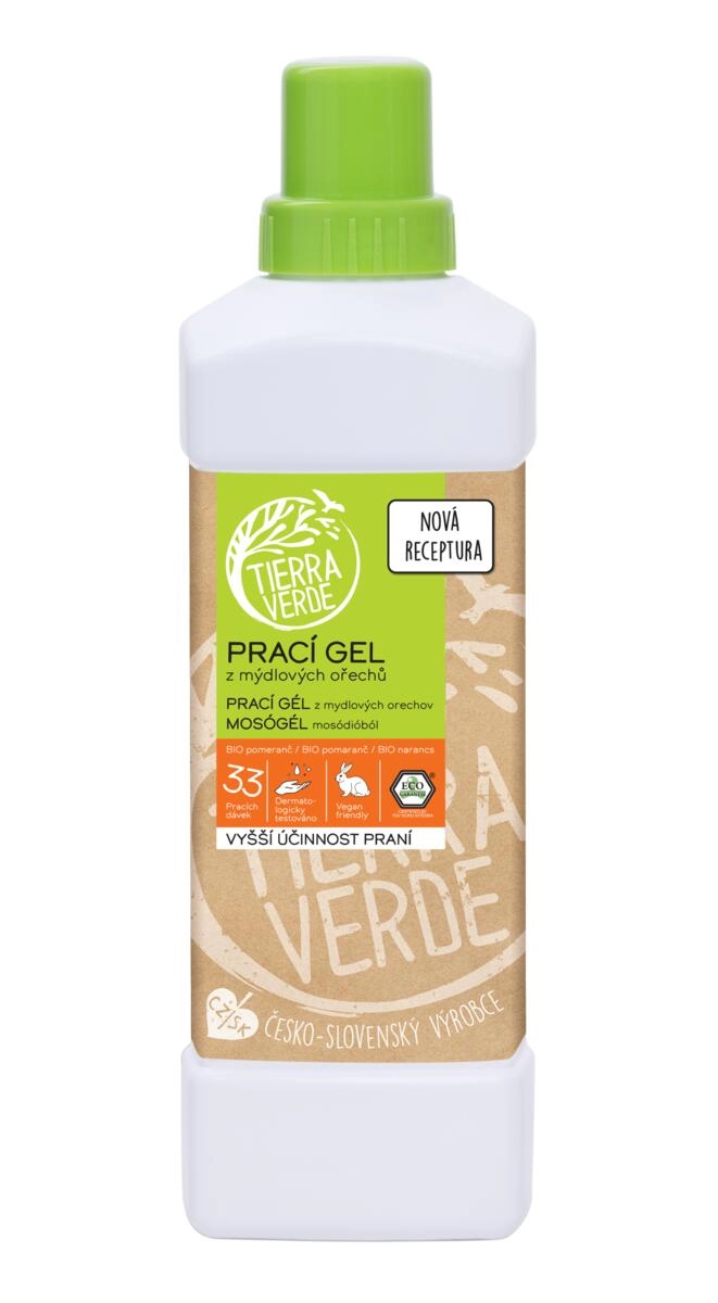 Prací gel z mýdlových ořechů s BIO pomerančovou silicí (lahev 1 l)